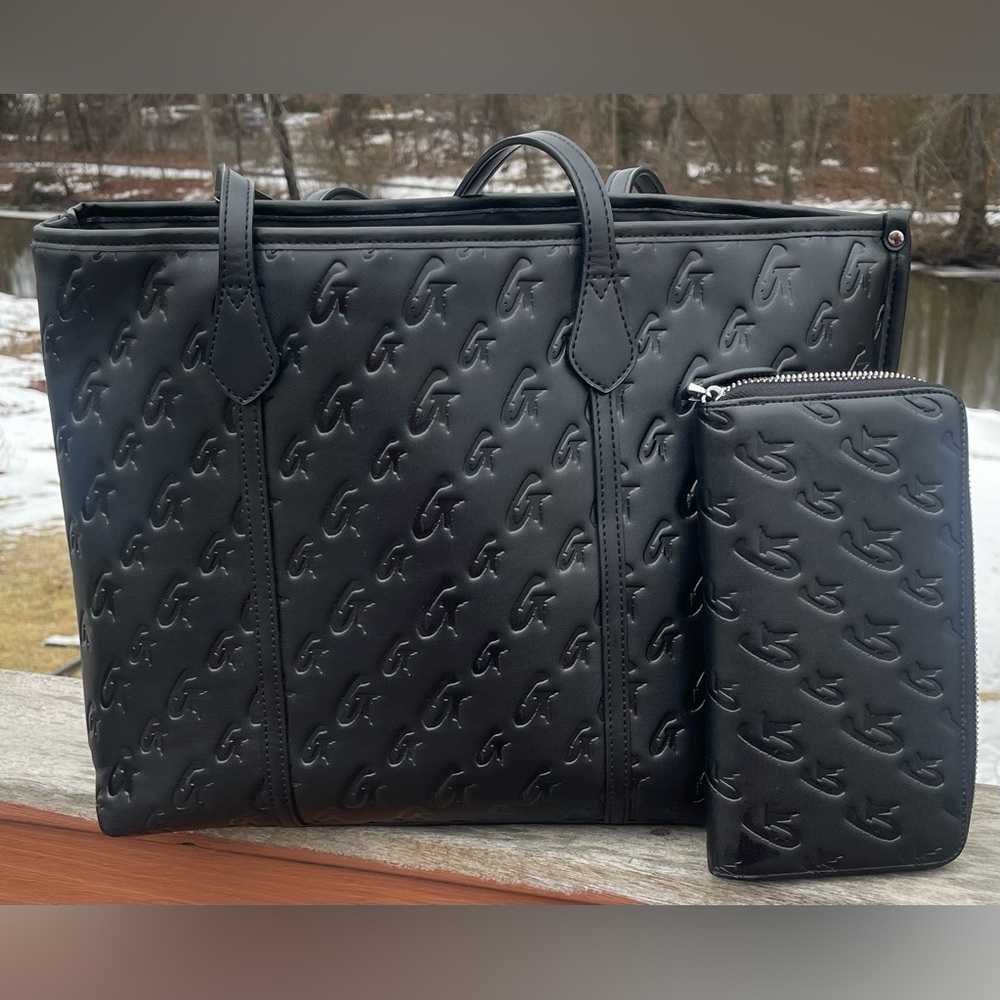 Black Glam-Aholic Vegan Leather Tote Bag and Wallet